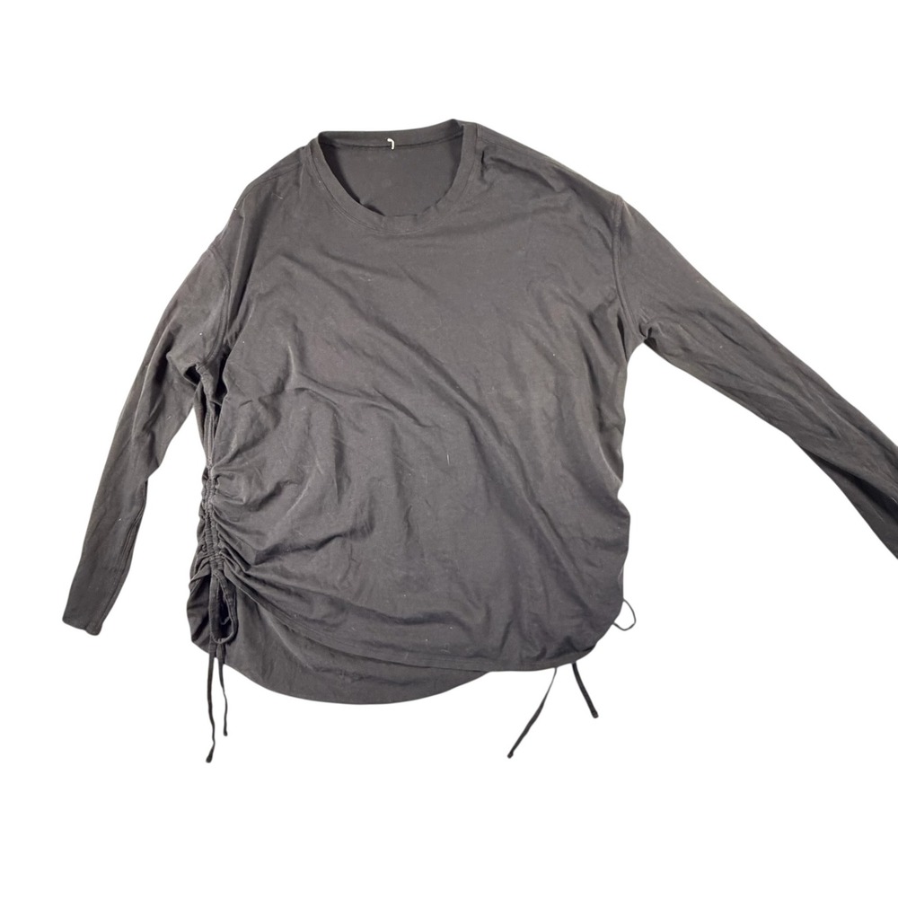 Lululemon Love Long Sleeve Cinch Women Size 12/14 Black Good Adjustable Topβ
